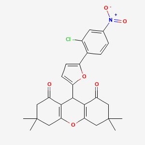 molecular formula C27H26ClNO6 B3743824 9-[5-(2-chloro-4-nitrophenyl)-2-furyl]-3,3,6,6-tetramethyl-3,4,5,6,7,9-hexahydro-1H-xanthene-1,8(2H)-dione 