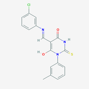 molecular formula C18H14ClN3O2S B3743844 5-{[(3-chlorophenyl)amino]methylene}-1-(3-methylphenyl)-2-thioxodihydro-4,6(1H,5H)-pyrimidinedione 