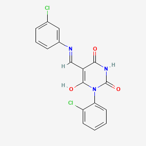 molecular formula C17H11Cl2N3O3 B3743847 1-(2-chlorophenyl)-5-{[(3-chlorophenyl)amino]methylene}-2,4,6(1H,3H,5H)-pyrimidinetrione 