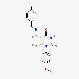 molecular formula C19H16FN3O4 B3743851 5-{[(4-fluorobenzyl)amino]methylene}-1-(4-methoxyphenyl)-2,4,6(1H,3H,5H)-pyrimidinetrione 