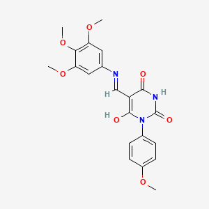 molecular formula C21H21N3O7 B3743858 1-(4-methoxyphenyl)-5-{[(3,4,5-trimethoxyphenyl)amino]methylene}-2,4,6(1H,3H,5H)-pyrimidinetrione 