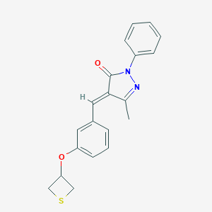 molecular formula C20H18N2O2S B374401 (4E)-5-methyl-2-phenyl-4-[[3-(thietan-3-yloxy)phenyl]methylidene]pyrazol-3-one CAS No. 6140-42-7
