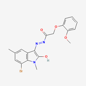 molecular formula C19H18BrN3O4 B3744103 N'-(7-bromo-1,5-dimethyl-2-oxo-1,2-dihydro-3H-indol-3-ylidene)-2-(2-methoxyphenoxy)acetohydrazide 