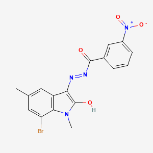 molecular formula C17H13BrN4O4 B3744112 N'-(7-bromo-1,5-dimethyl-2-oxo-1,2-dihydro-3H-indol-3-ylidene)-3-nitrobenzohydrazide 