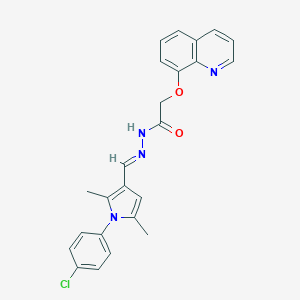 molecular formula C24H21ClN4O2 B374412 N'-{(E)-[1-(4-chlorophenyl)-2,5-dimethyl-1H-pyrrol-3-yl]methylidene}-2-(quinolin-8-yloxy)acetohydrazide 
