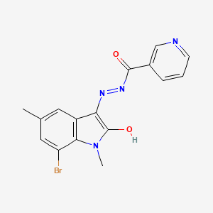 molecular formula C16H13BrN4O2 B3744122 N'-(7-bromo-1,5-dimethyl-2-oxo-1,2-dihydro-3H-indol-3-ylidene)nicotinohydrazide 