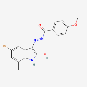 molecular formula C17H14BrN3O3 B3744126 N'-(5-bromo-7-methyl-2-oxo-1,2-dihydro-3H-indol-3-ylidene)-4-methoxybenzohydrazide 