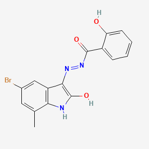 molecular formula C16H12BrN3O3 B3744134 N'-(5-bromo-7-methyl-2-oxo-1,2-dihydro-3H-indol-3-ylidene)-2-hydroxybenzohydrazide 