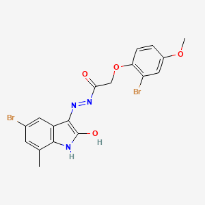 2-(2-bromo-4-methoxyphenoxy)-N'-(5-bromo-7-methyl-2-oxo-1,2-dihydro-3H-indol-3-ylidene)acetohydrazide