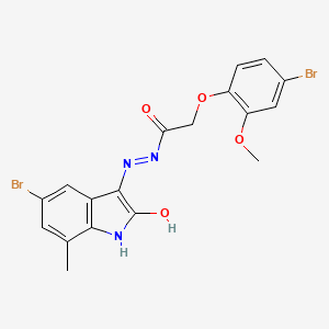 2-(4-bromo-2-methoxyphenoxy)-N'-(5-bromo-7-methyl-2-oxo-1,2-dihydro-3H-indol-3-ylidene)acetohydrazide