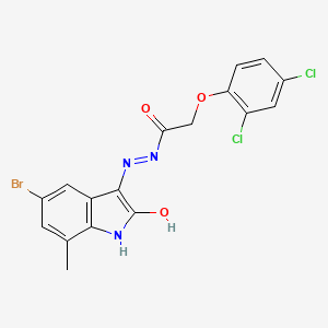 molecular formula C17H12BrCl2N3O3 B3744157 N'-(5-bromo-7-methyl-2-oxo-1,2-dihydro-3H-indol-3-ylidene)-2-(2,4-dichlorophenoxy)acetohydrazide 
