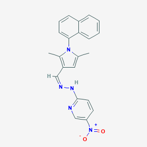 molecular formula C22H19N5O2 B374416 2,5-dimethyl-1-(1-naphthyl)-1H-pyrrole-3-carbaldehyde {5-nitro-2-pyridinyl}hydrazone 