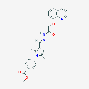 molecular formula C26H24N4O4 B374417 methyl 4-{2,5-dimethyl-3-[(E)-{2-[(quinolin-8-yloxy)acetyl]hydrazinylidene}methyl]-1H-pyrrol-1-yl}benzoate 