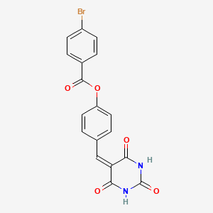 molecular formula C18H11BrN2O5 B3744179 4-[(2,4,6-trioxotetrahydro-5(2H)-pyrimidinylidene)methyl]phenyl 4-bromobenzoate 