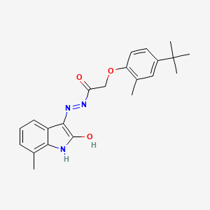 2-(4-tert-butyl-2-methylphenoxy)-N'-(7-methyl-2-oxo-1,2-dihydro-3H-indol-3-ylidene)acetohydrazide