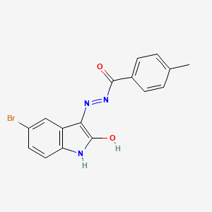 molecular formula C16H12BrN3O2 B3744198 N'-(5-bromo-2-oxo-1,2-dihydro-3H-indol-3-ylidene)-4-methylbenzohydrazide 
