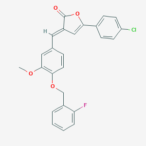 molecular formula C25H18ClFO4 B374420 (3E)-5-(4-chlorophenyl)-3-{4-[(2-fluorobenzyl)oxy]-3-methoxybenzylidene}furan-2(3H)-one 