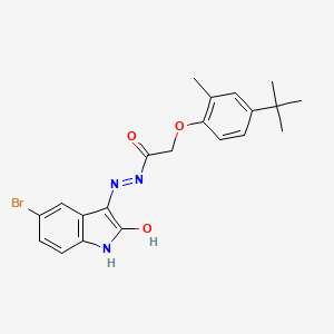 N'-(5-bromo-2-oxo-1,2-dihydro-3H-indol-3-ylidene)-2-(4-tert-butyl-2-methylphenoxy)acetohydrazide
