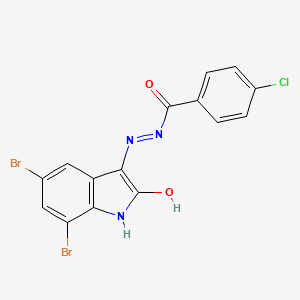 4-chloro-N'-(5,7-dibromo-2-oxo-1,2-dihydro-3H-indol-3-ylidene)benzohydrazide