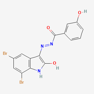N'-(5,7-dibromo-2-oxo-1,2-dihydro-3H-indol-3-ylidene)-3-hydroxybenzohydrazide