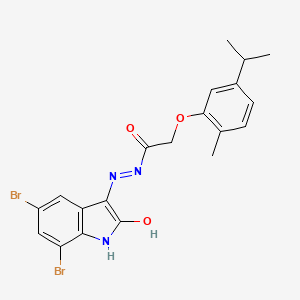 N'-(5,7-dibromo-2-oxo-1,2-dihydro-3H-indol-3-ylidene)-2-(5-isopropyl-2-methylphenoxy)acetohydrazide