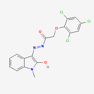 N'-(1-methyl-2-oxo-1,2-dihydro-3H-indol-3-ylidene)-2-(2,4,6-trichlorophenoxy)acetohydrazide
