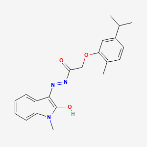 molecular formula C21H23N3O3 B3744236 2-(5-isopropyl-2-methylphenoxy)-N'-(1-methyl-2-oxo-1,2-dihydro-3H-indol-3-ylidene)acetohydrazide 