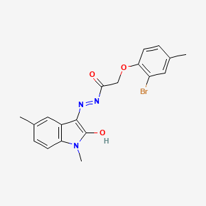 molecular formula C19H18BrN3O3 B3744252 2-(2-bromo-4-methylphenoxy)-N'-(1,5-dimethyl-2-oxo-1,2-dihydro-3H-indol-3-ylidene)acetohydrazide 