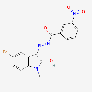 N'-(5-bromo-1,7-dimethyl-2-oxo-1,2-dihydro-3H-indol-3-ylidene)-3-nitrobenzohydrazide