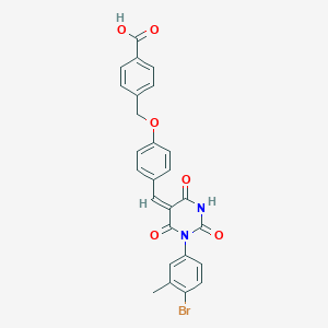 4-[(4-{(E)-[1-(4-bromo-3-methylphenyl)-2,4,6-trioxotetrahydropyrimidin-5(2H)-ylidene]methyl}phenoxy)methyl]benzoic acid