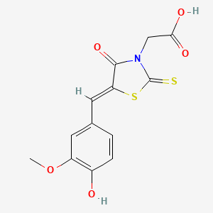 molecular formula C13H11NO5S2 B3744338 [5-(4-hydroxy-3-methoxybenzylidene)-4-oxo-2-thioxo-1,3-thiazolidin-3-yl]acetic acid 