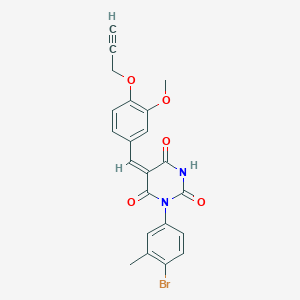 molecular formula C22H17BrN2O5 B374438 1-(4-bromo-3-methylphenyl)-5-[3-methoxy-4-(2-propynyloxy)benzylidene]-2,4,6(1H,3H,5H)-pyrimidinetrione 