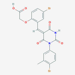 molecular formula C20H14Br2N2O6 B374439 (4-bromo-2-{(E)-[1-(4-bromo-3-methylphenyl)-2,4,6-trioxotetrahydropyrimidin-5(2H)-ylidene]methyl}phenoxy)acetic acid 