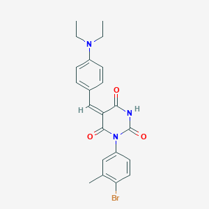 molecular formula C22H22BrN3O3 B374440 1-(4-bromo-3-methylphenyl)-5-[4-(diethylamino)benzylidene]-2,4,6(1H,3H,5H)-pyrimidinetrione 