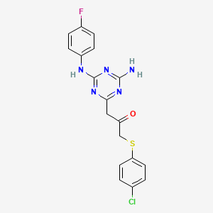 molecular formula C18H15ClFN5OS B3744406 1-{4-amino-6-[(4-fluorophenyl)amino]-1,3,5-triazin-2-yl}-3-[(4-chlorophenyl)thio]acetone 