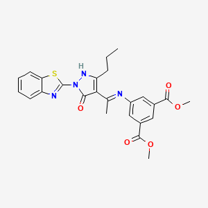 molecular formula C25H24N4O5S B3744557 dimethyl 5-({1-[1-(1,3-benzothiazol-2-yl)-5-oxo-3-propyl-1,5-dihydro-4H-pyrazol-4-ylidene]ethyl}amino)isophthalate 