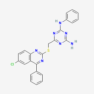 6-{[(6-chloro-4-phenyl-2-quinazolinyl)thio]methyl}-N-phenyl-1,3,5-triazine-2,4-diamine