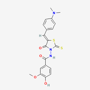 molecular formula C20H19N3O4S2 B3744603 N-{5-[4-(dimethylamino)benzylidene]-4-oxo-2-thioxo-1,3-thiazolidin-3-yl}-4-hydroxy-3-methoxybenzamide 