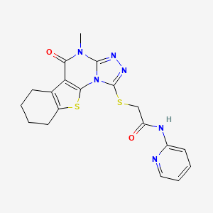 molecular formula C19H18N6O2S2 B3744619 2-[(4-methyl-5-oxo-4,5,6,7,8,9-hexahydro[1]benzothieno[3,2-e][1,2,4]triazolo[4,3-a]pyrimidin-1-yl)thio]-N-2-pyridinylacetamide 