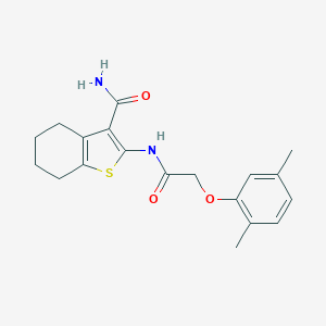 molecular formula C19H22N2O3S B374463 2-{[(2,5-Dimethylphenoxy)acetyl]amino}-4,5,6,7-tetrahydro-1-benzothiophene-3-carboxamide 