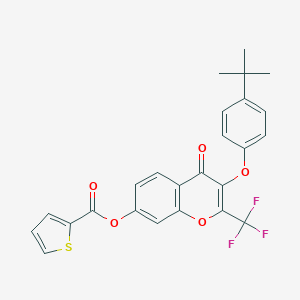 3-(4-(tert-butyl)phenoxy)-4-oxo-2-(trifluoromethyl)-4H-chromen-7-yl thiophene-2-carboxylate