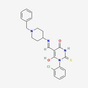 molecular formula C23H23ClN4O2S B3744707 5-{[(1-benzyl-4-piperidinyl)amino]methylene}-1-(2-chlorophenyl)-2-thioxodihydro-4,6(1H,5H)-pyrimidinedione 
