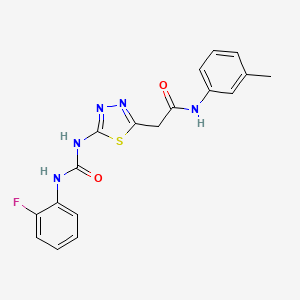 molecular formula C18H16FN5O2S B3744731 2-[5-({[(2-fluorophenyl)amino]carbonyl}amino)-1,3,4-thiadiazol-2-yl]-N-(3-methylphenyl)acetamide 