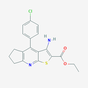 molecular formula C19H17ClN2O2S B374474 ethyl 3-amino-4-(4-chlorophenyl)-6,7-dihydro-5H-cyclopenta[b]thieno[3,2-e]pyridine-2-carboxylate 