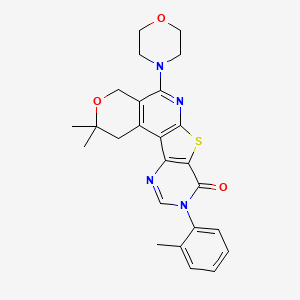 molecular formula C25H26N4O3S B3744748 2,2-dimethyl-9-(2-methylphenyl)-5-(4-morpholinyl)-1,4-dihydro-2H-pyrano[4'',3'':4',5']pyrido[3',2':4,5]thieno[3,2-d]pyrimidin-8(9H)-one 
