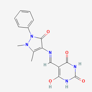 molecular formula C16H15N5O4 B3744797 5-{[(1,5-dimethyl-3-oxo-2-phenyl-2,3-dihydro-1H-pyrazol-4-yl)amino]methylene}-2,4,6(1H,3H,5H)-pyrimidinetrione 