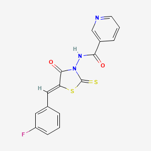 molecular formula C16H10FN3O2S2 B3744869 N-[5-(3-fluorobenzylidene)-4-oxo-2-thioxo-1,3-thiazolidin-3-yl]nicotinamide 