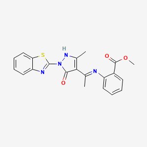 molecular formula C21H18N4O3S B3744889 methyl 2-({1-[1-(1,3-benzothiazol-2-yl)-3-methyl-5-oxo-1,5-dihydro-4H-pyrazol-4-ylidene]ethyl}amino)benzoate 