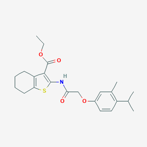 molecular formula C23H29NO4S B374491 Ethyl 2-{[(4-isopropyl-3-methylphenoxy)acetyl]amino}-4,5,6,7-tetrahydro-1-benzothiophene-3-carboxylate 