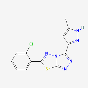 6-(2-chlorophenyl)-3-(3-methyl-1H-pyrazol-5-yl)[1,2,4]triazolo[3,4-b][1,3,4]thiadiazole